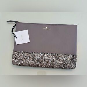 Kate Spade Taupe and Glitter Clutch Greta Court Cityscape
